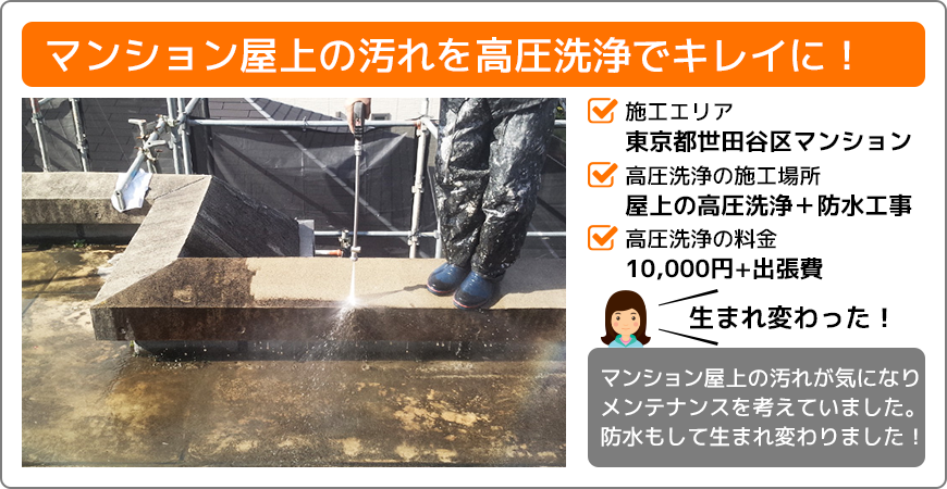 東京都世田谷区マンション屋上の高圧洗浄ラボの施工事例